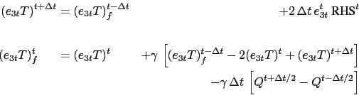 \begin{equation*}\begin{aligned}(e_{3t}T)^{t+\rdt} &= (e_{3t}T)_f^{t-\rdt} &+ 2 ...
...rdt \, \left[ Q^{t+\rdt/2} - Q^{t-\rdt/2} \right] & \end{aligned}\end{equation*}